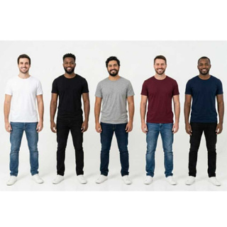 Kit 5 Camisa Masculina Básica 100% Algodão branca preta verde marinho mescla bordo Promoção em Oferta na Shopee