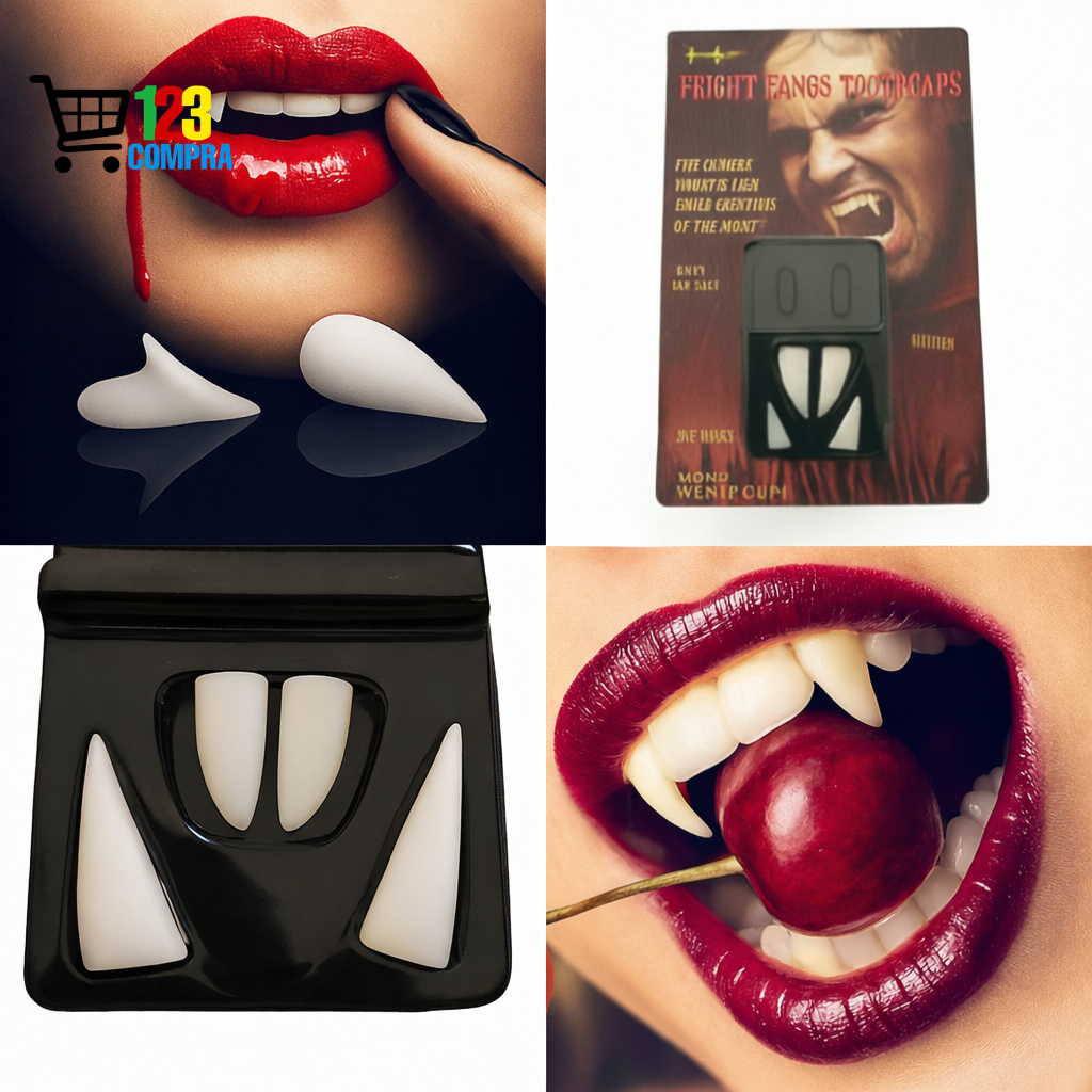 Dente de Vampiro Com sangue - 5 MODELOS Dentadura