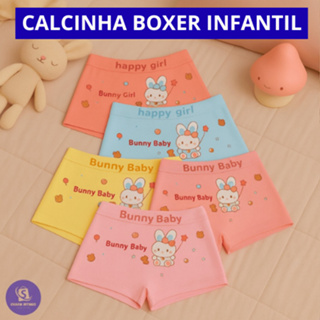 Kit Calcinhas Boxer Infantil Estampada Respirável Cores Sortidas em Oferta na Shopee
