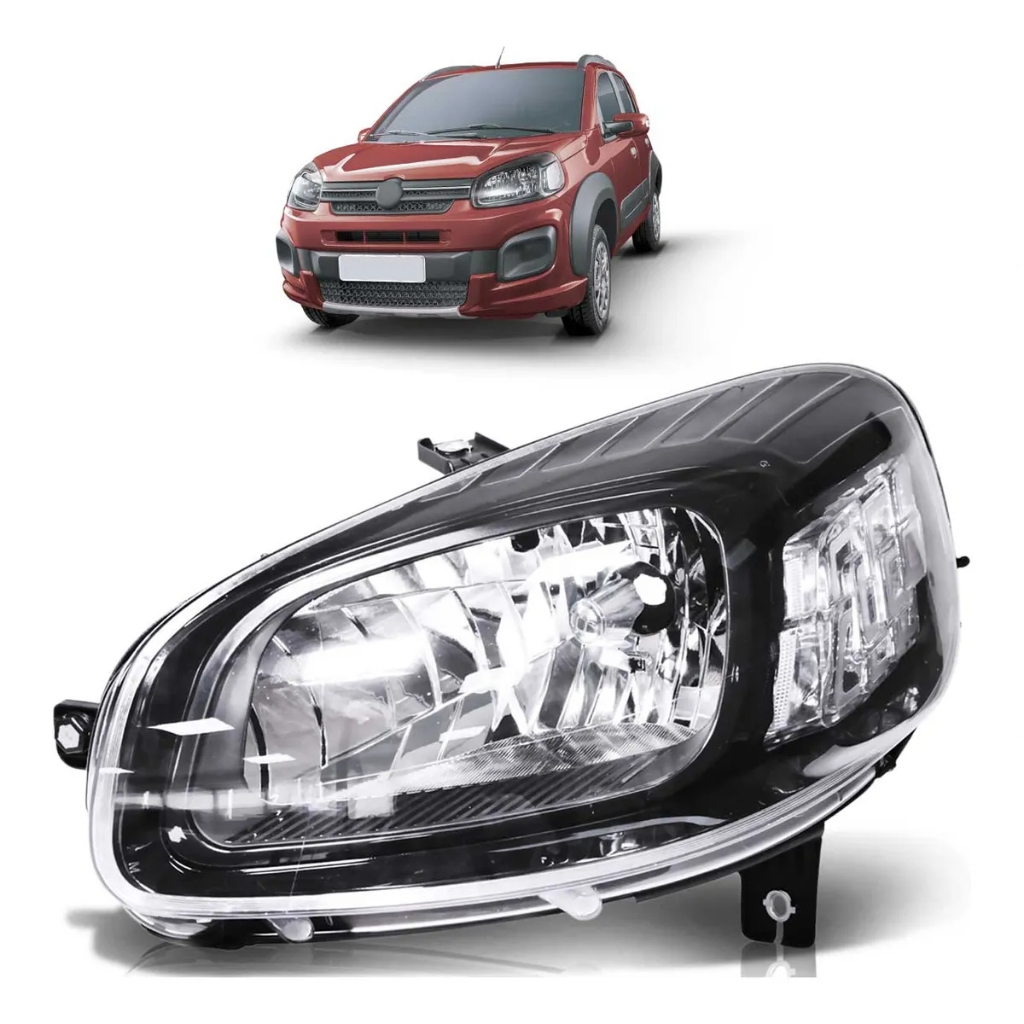 Detalhes do Farol Uno 2015 16 17 18 19 20 21 2022 Mascara Negra