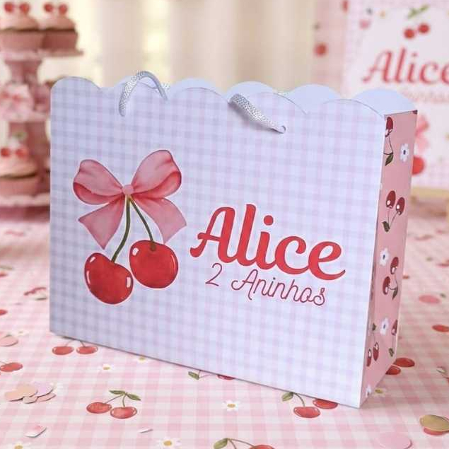 Sacolinha CEREJINHA Personalizado Sacolinha Lembrancinha Aniversário CEREJINHA PEGUE E MONTE