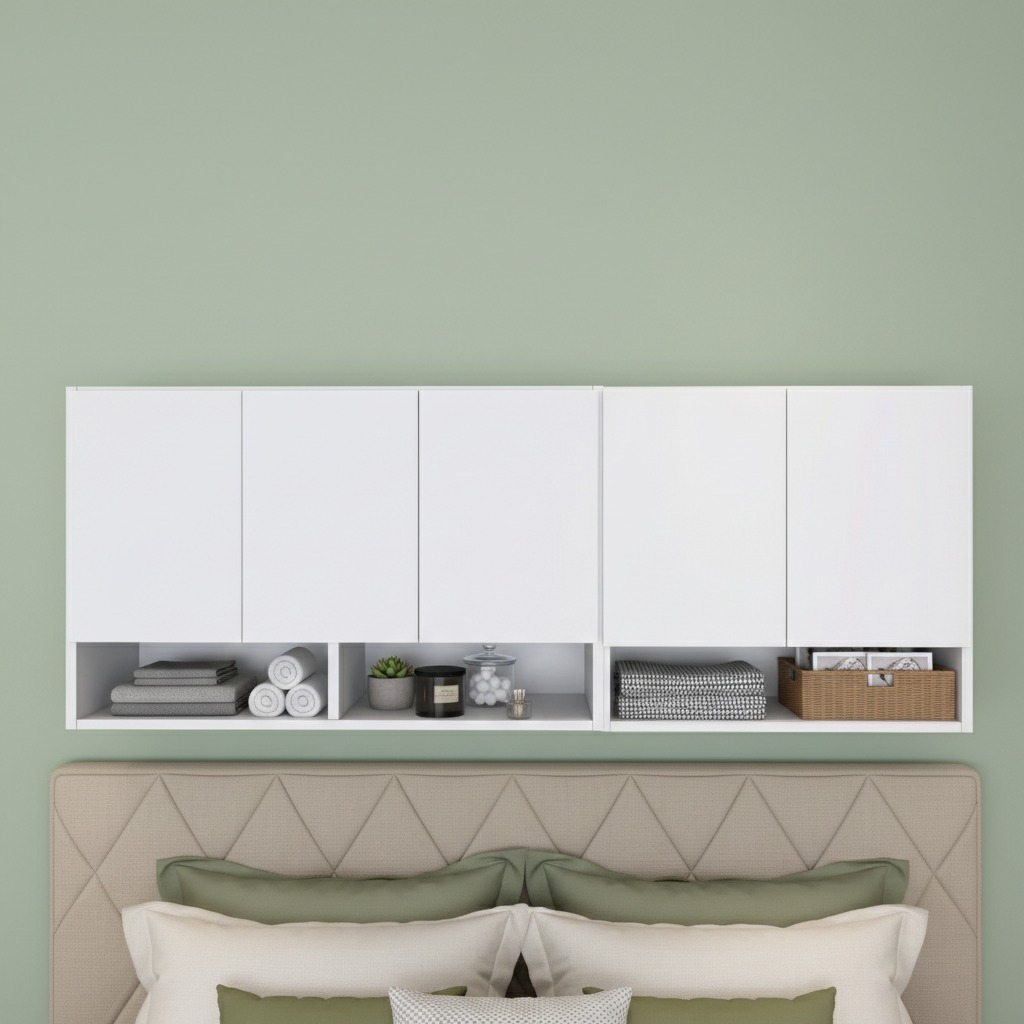 Conjunto Armário Aéreo Suspenso 5 Portas – Transforme Seu Ambiente com Organização e Design