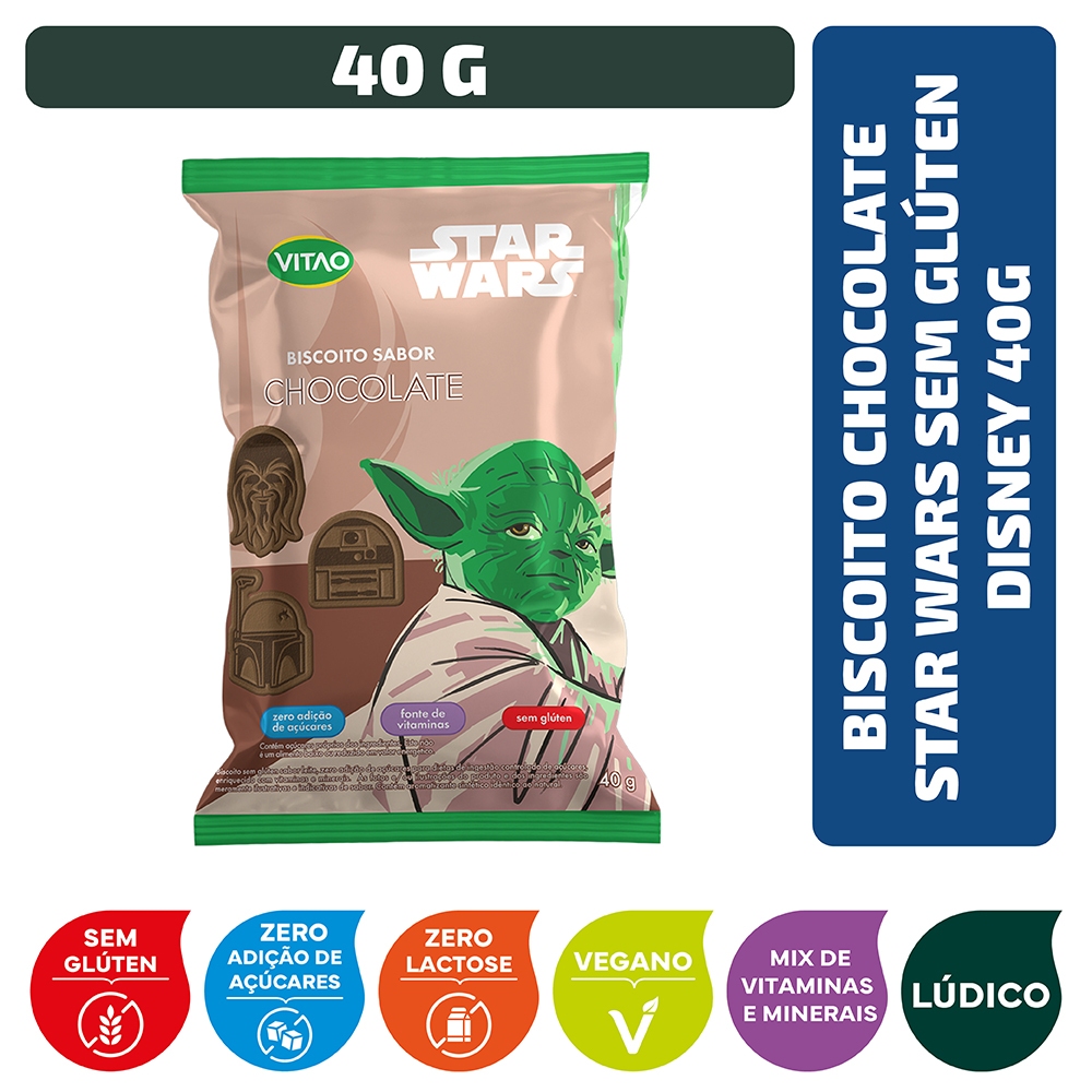 Biscoito Chocolate Star Wars Sem Glúten Disney 40g em Oferta na Shopee