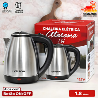 Chaleira Elétrica Inox 1.8L 110v/220V - Ferve Água Rápido Desligamento Automático - Unitermi Atacama em Oferta na Shopee