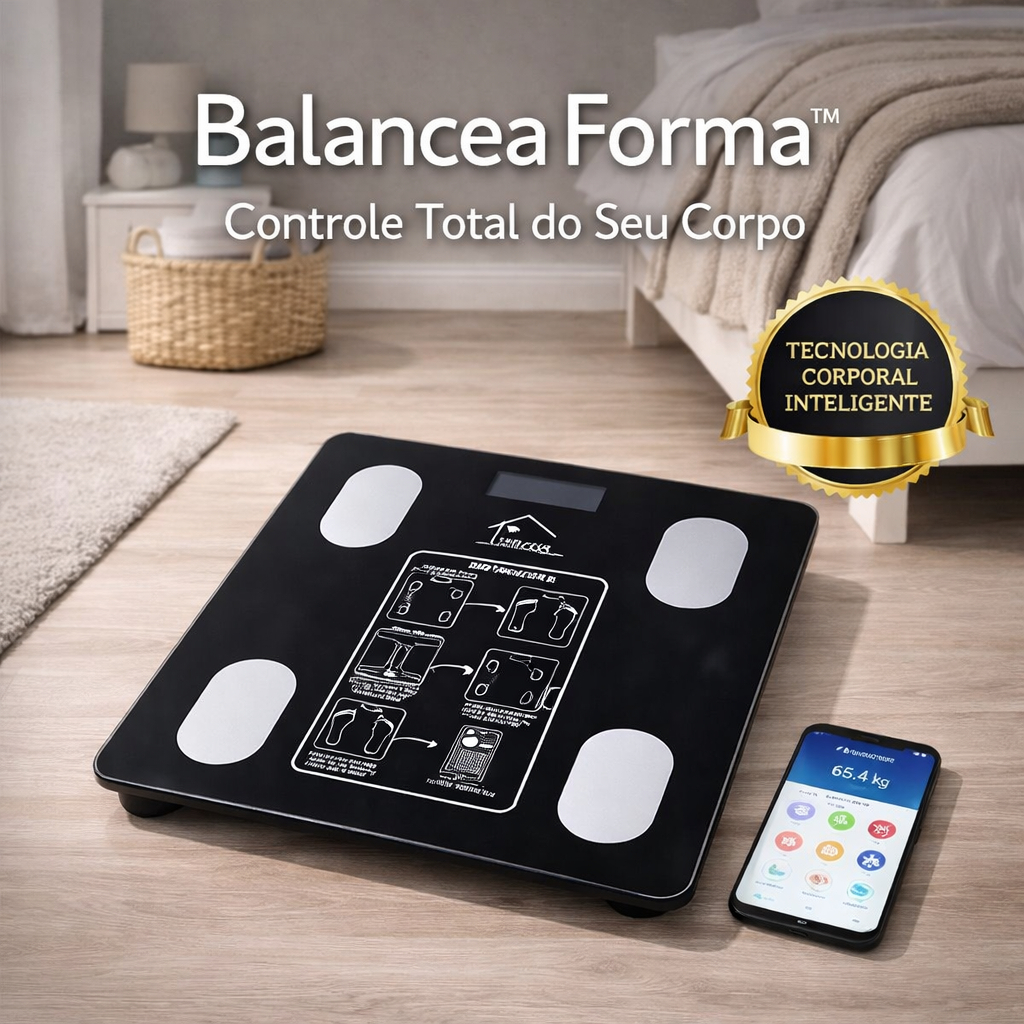 Balança Digital de Bioimpedância Bluetooth 140kg  Mede Gordura, Massa Muscular e IMc