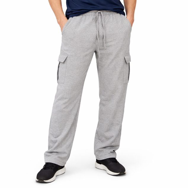 Calça Cargo Masculina de Moletom Forrada Wide Leg