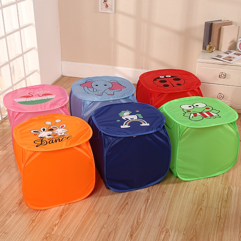 Cesto Infantil Multiuso com Tampa Organizador de Brinquedos e Roupas Sujas Dobrável