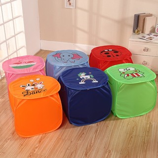 Cesto Grande com Tampa Organizador de Brinquedo e Roupas Sujas Multiuso Dobrável Infantil