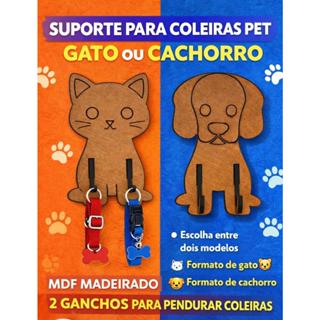 porta coleiras suporte parede coleira cachorro gato chaves mdf fofo com ganchos em Oferta na Shopee