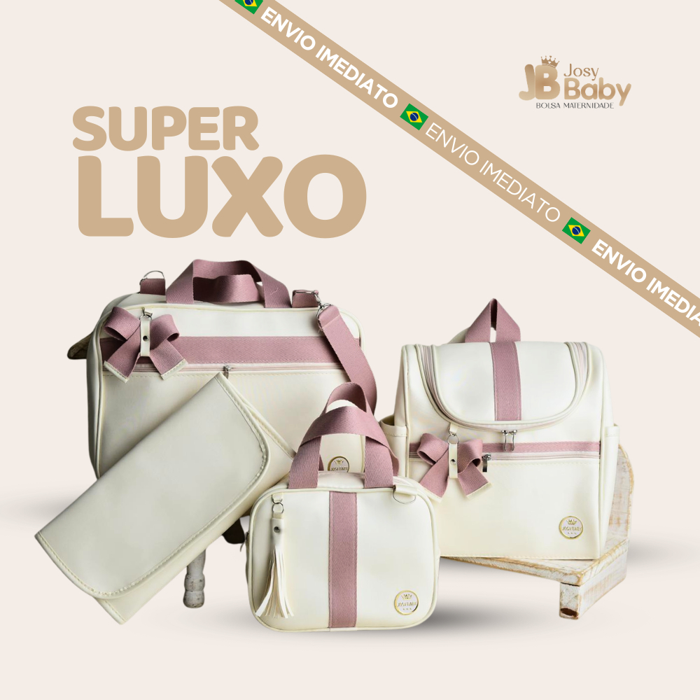 KIT BOLSA MATERNIDADE 4 PEÇAS SUPER LUXO COM MOCHILA 2 EM 1 PARA BEBÊ MENINO/MENINA