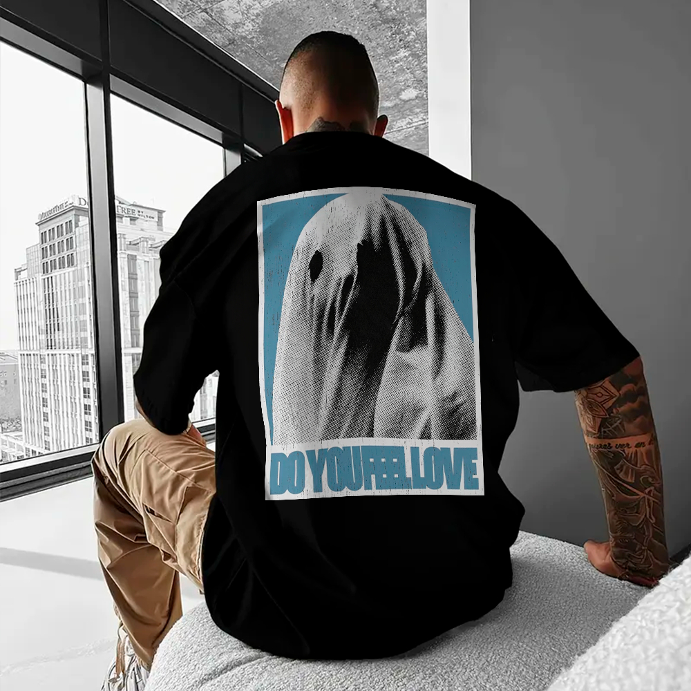 Camiseta Básica ou Oversized em Algodão Streetwear Bad Omens  DO YOU FEEL LOVE Ghost