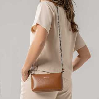 Bolsa Feminina Vittal Clutch Annelise em Couro Legitimo Preta Alça Corrente em Oferta na Shopee