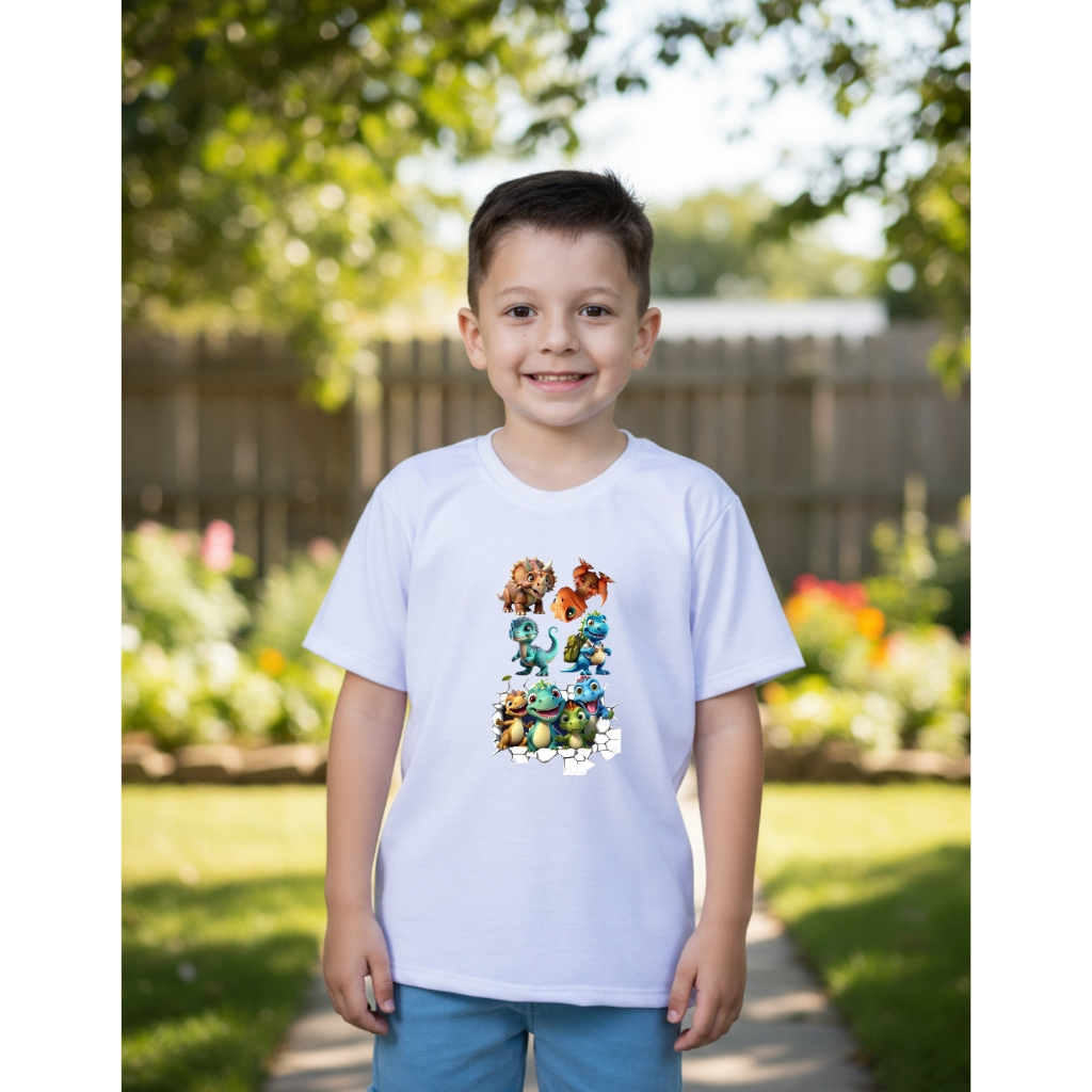 CAMISETA MENINO DINOSSAURO REX DINO MEGASSAURO ZOOLÓGICO SAFARI UNISSEX CAMISA ROUPA