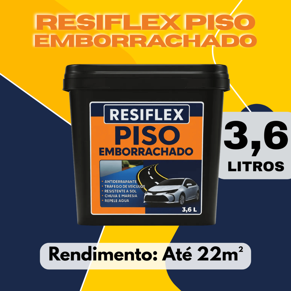 Tinta Piso Emborrachada Resiflex 3,6kg Antiderrapante Garagem Calçada Quadra Cimento Área Externa
