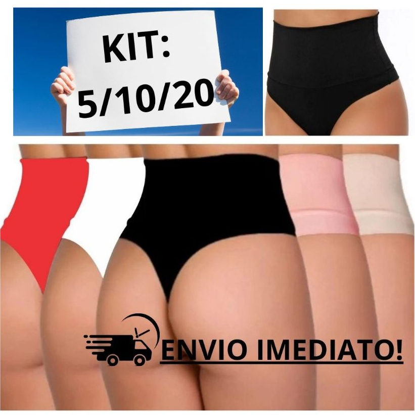 Kit com 5, 10 ou 20 Calcinhas Fio Duplo Cós Alto Lisa