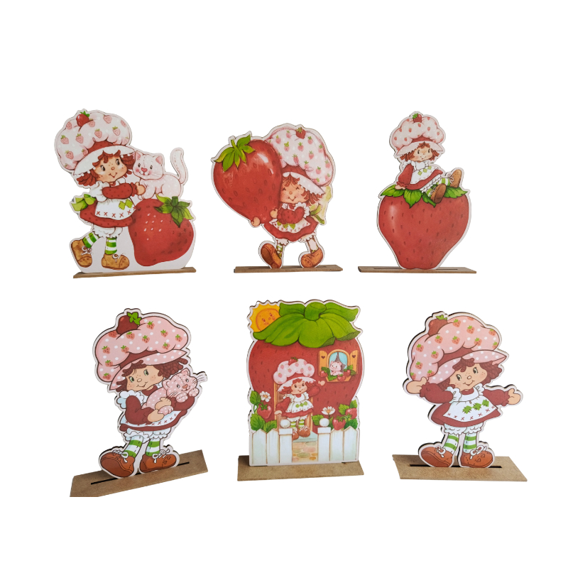 Kit Display de Mesa 6 Peças Para Festa Moranguinho Vintage MDF em Oferta na Shopee