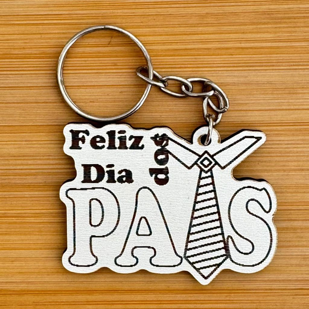 Kit Chaveiros Personalizados MDF Feliz Dia dos Pais Gravata – Lembrancinha Dia dos Pais Personalizado MDF