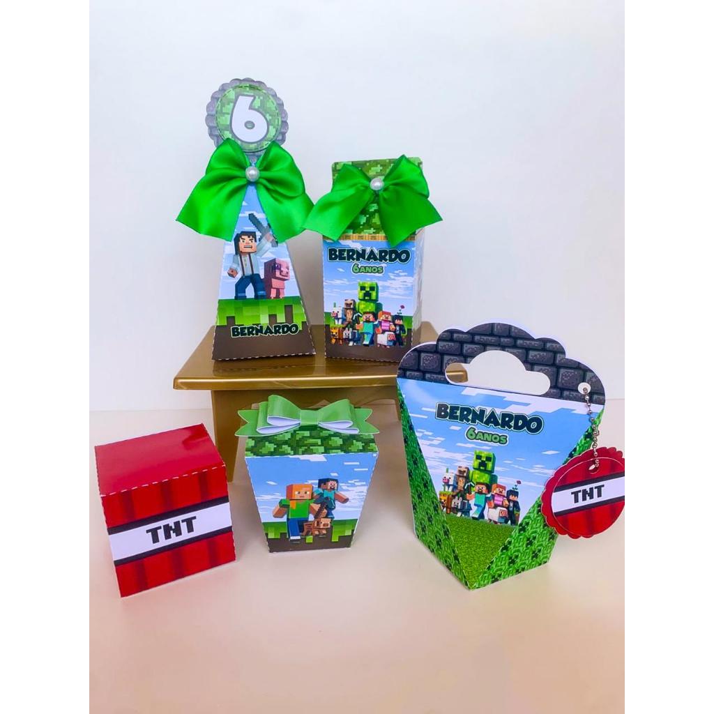 Kit Caixas Personalizada Minecraft Aniversários/Festas/Mesversário/Lembrancinha de Festa