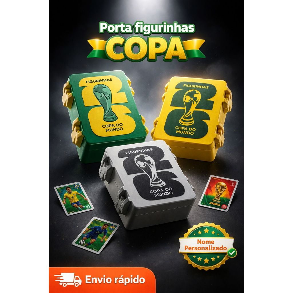 Porta Figurinhas Copa do Mundo | Organizador de Figurinhas Futebol | Opção com Nome Personalizado