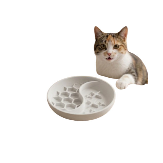 Comedouro Lento para Cães e Gatos, Tigela de Alimentação Antiengasgo com Design de Colmeia e Estrela