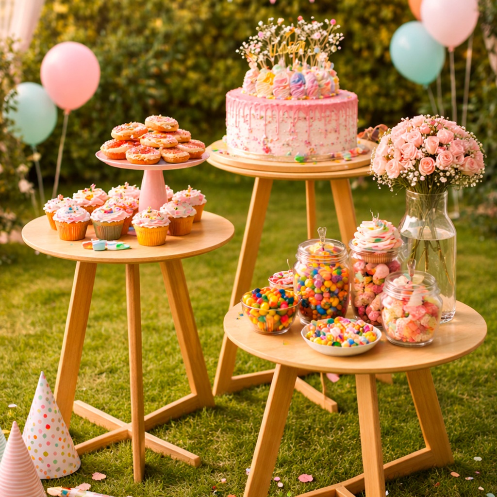 Trio Mesas Decorativas Festa MDF Cru Mesinha Apoio Lateral Decoracao Aniversario Eventos Infantil em Oferta na Shopee