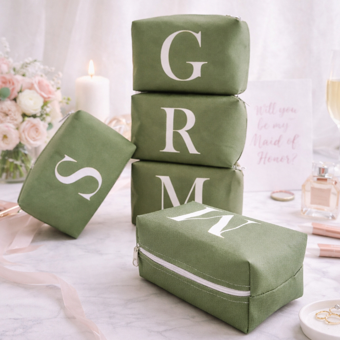 5 unid Bolsinha para Lembrancinhas de Casamento  Com Inicial  Madrinhas Necessaires Mimos Bolsa Organizadora