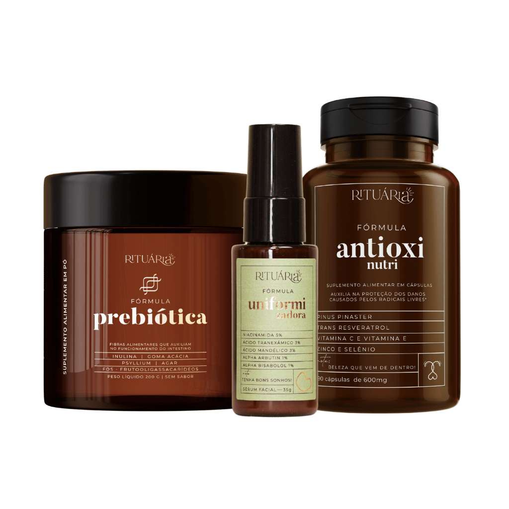 Kit Rituária Essencial Prebiótica Clareador Manchas e Melasma Sérum Clareador Antioxi Nutri