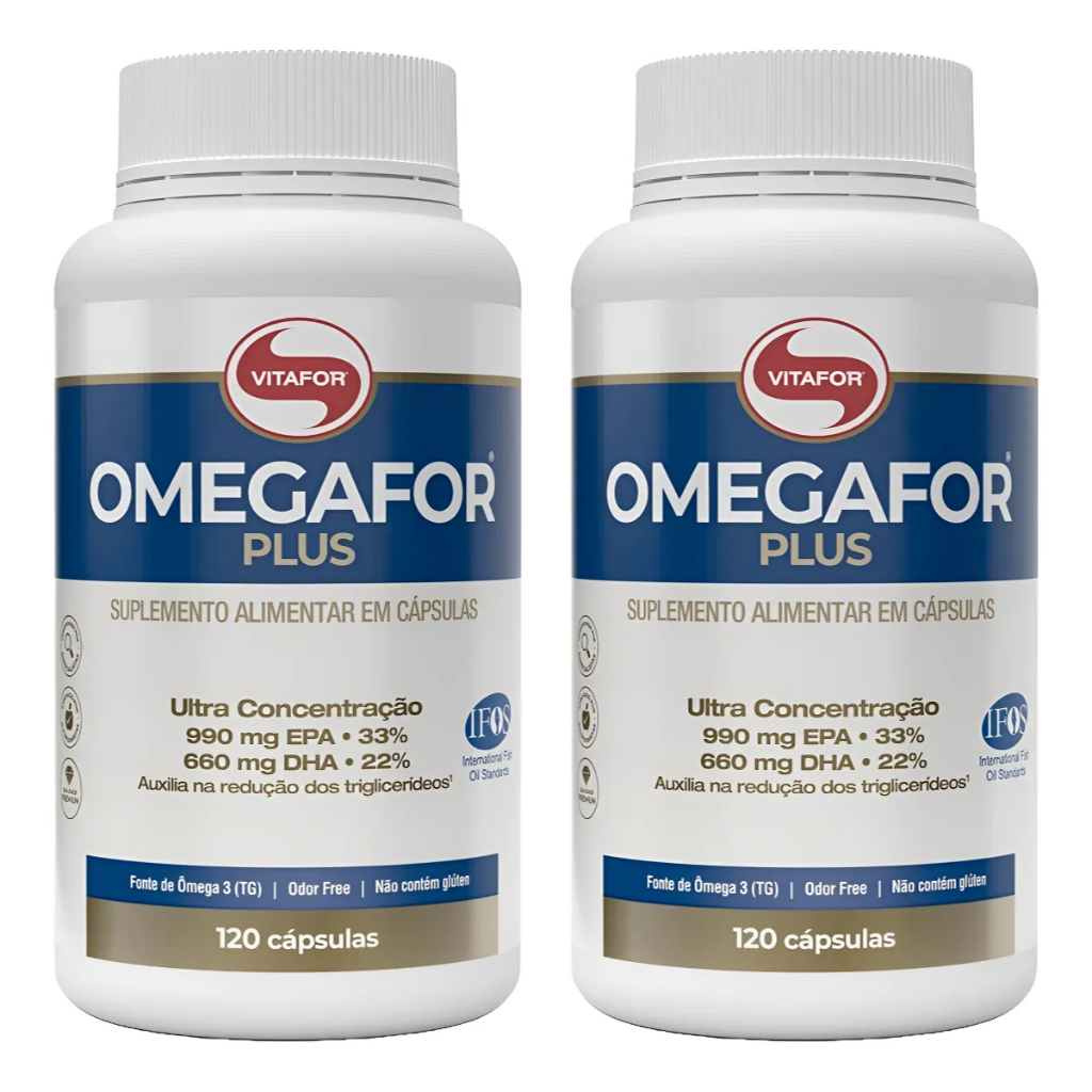 Kit 2 Ômegafor Plus 120 Cápsulas Vitafor Sem Sabor Sabor Ômega 3