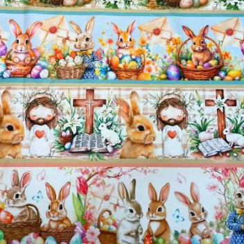 Tricoline Digital Faixa –Pascoa Perfeito para Patchwork, Roupas e Artesanato