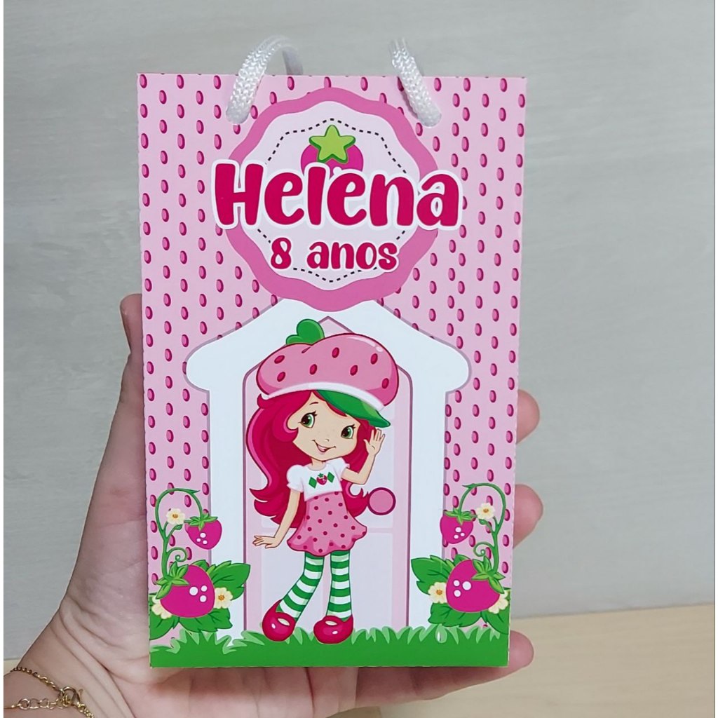 Sacolinha Surpresa MORANGUINHO Personalizada (10x15cm) Lembrancinha Festa Infantil