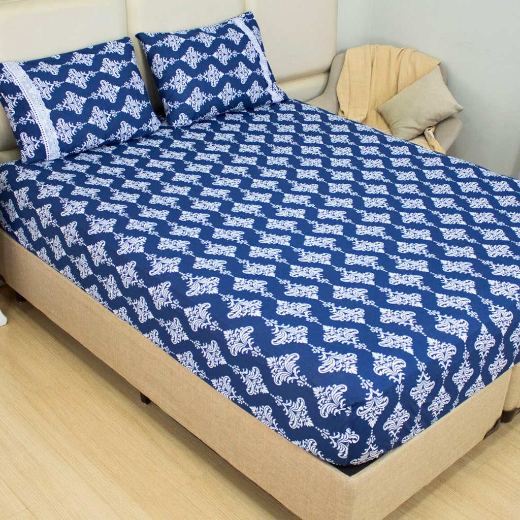 Lençol Elástico Jogo Cama Queen Malha Algodão Fronhas Lese Estampado Macio Premium Luxo