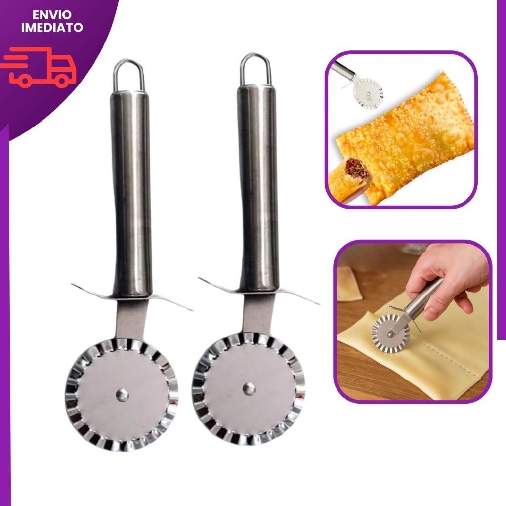 Carretilha para Massa em aço  Inox 25 cm Premium Alta Qualidade e Corte Preciso