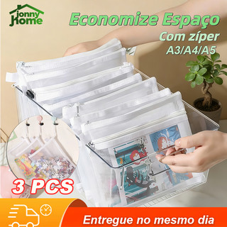 Pasta A4 A5 A6 De Plástico PVC/NYLON Multiuso Com Zíper Prova Agua
