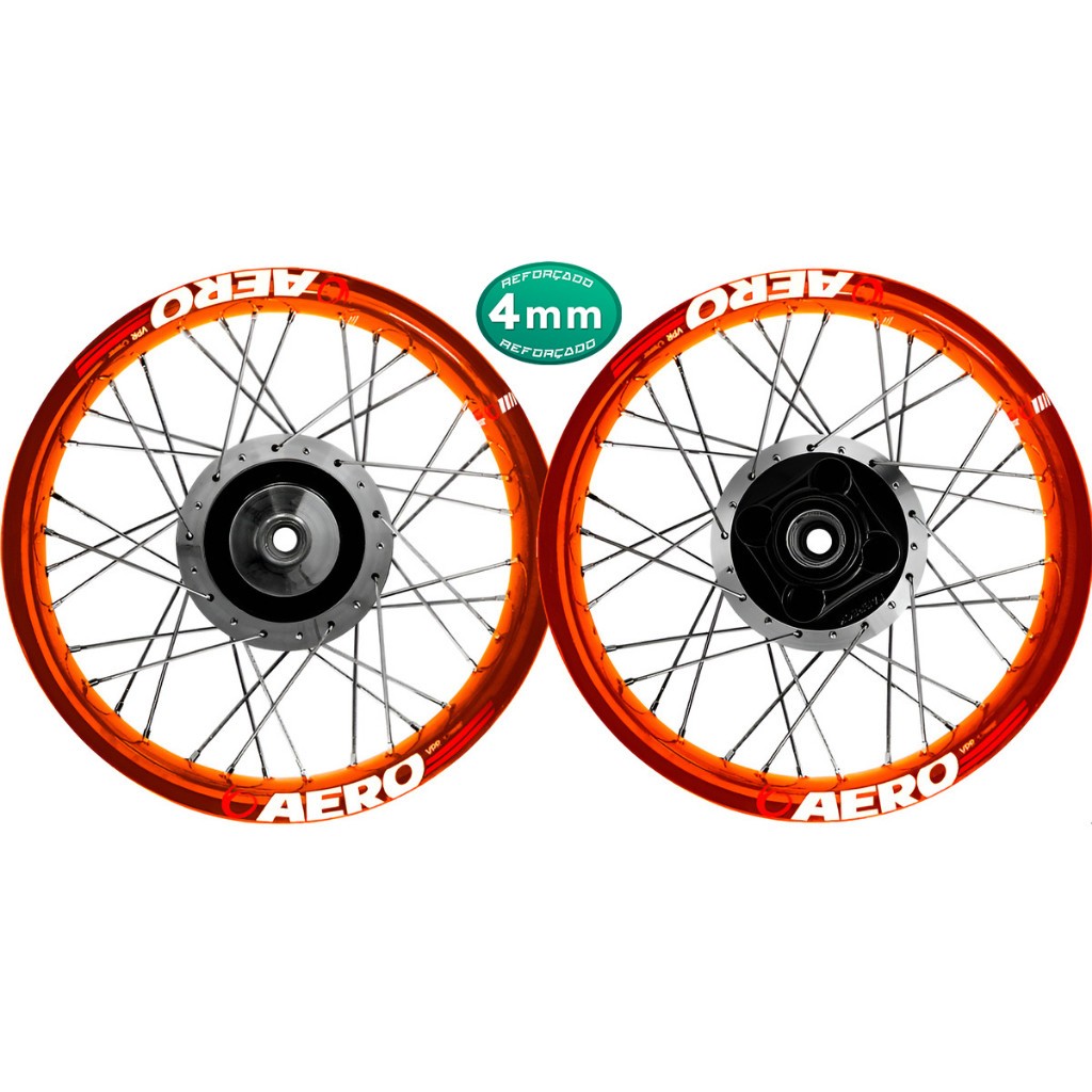 Par Roda Alumínio Aero Viper Dourado Titan 125 00/04 Fan 125 05/08 Raio 4mm Tambor Ou Disco