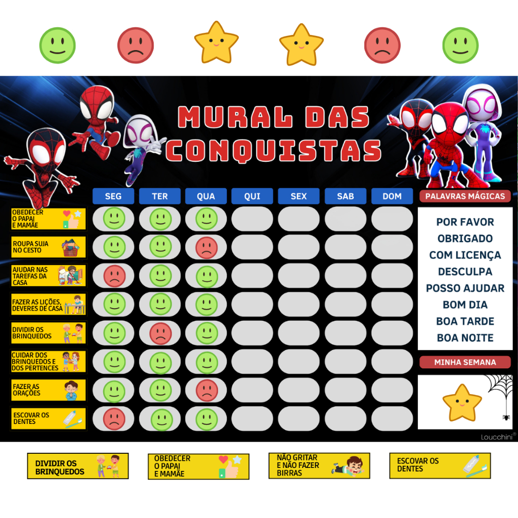 Quadro Rotina Diária E Tarefas Infantil Tema Homem Aranha