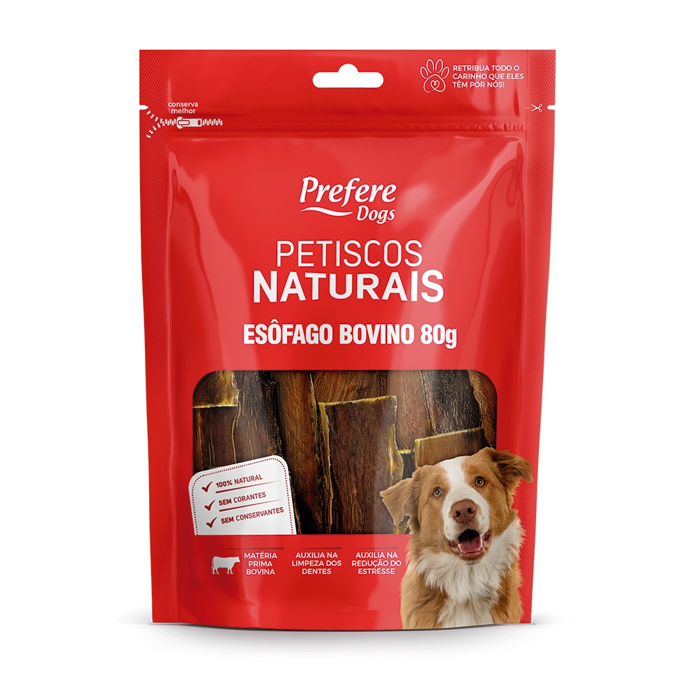 (Esôfago Bovino) Petisco Bovino 80g Pet Mordedor Natural