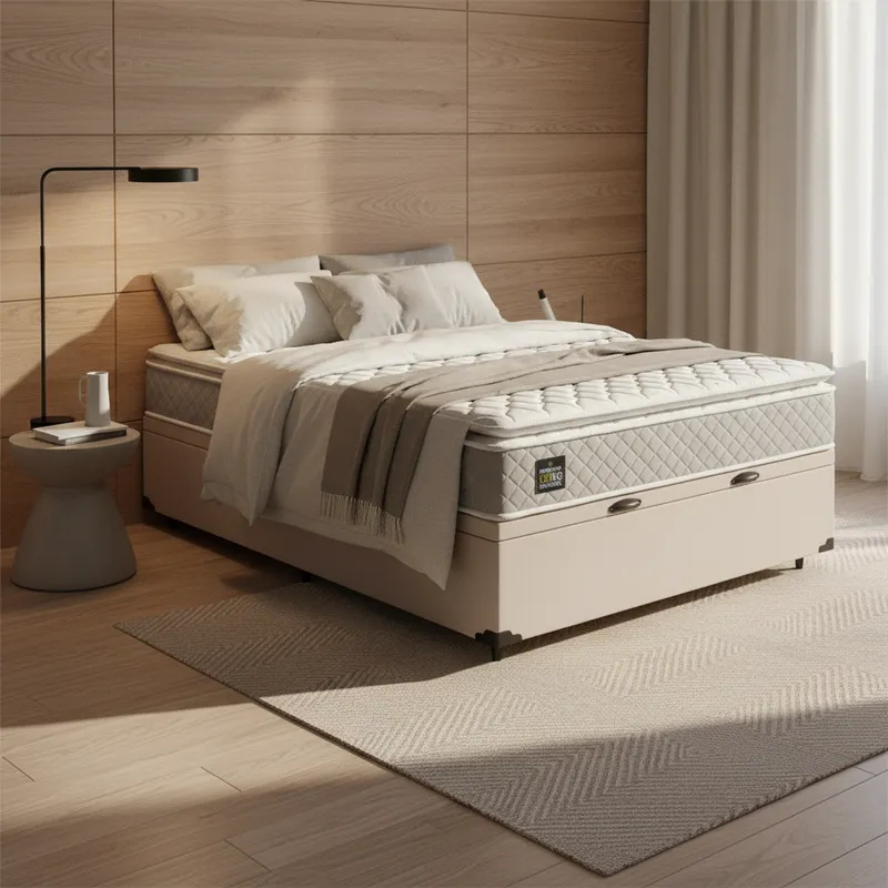 Cama Box Baú com Colchão de Espuma D45 Strong One Face 138cm