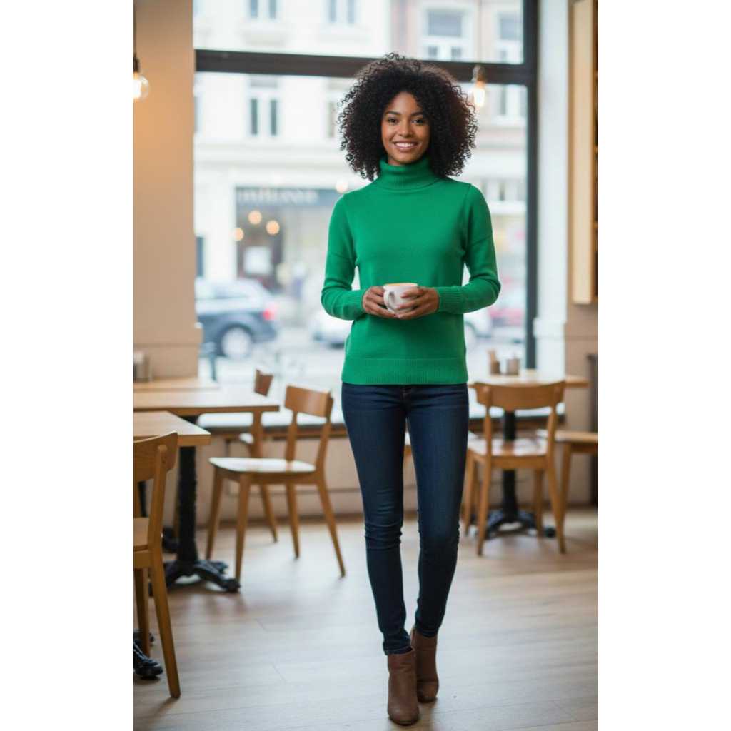 Blusa tricô feminino cacharrel gola alta verde e amarelo copa do mundo inverno elastano gola role blusa moda blogueira