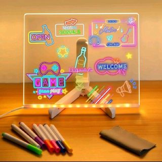 Quadro Luminoso Prancheta De Desenho Colorida Led Para Presente Infantil Quadro De Mensagens Acrílico Regravável