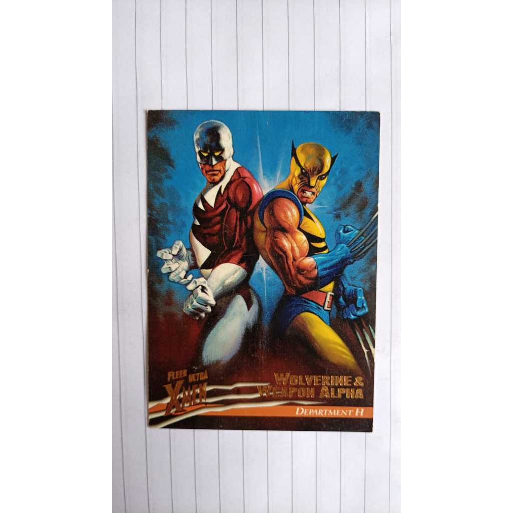 Card Importado “Wolverine & Weapon Alpha (Department H)” – Fleer Ultra X-Men – Texto em Inglês