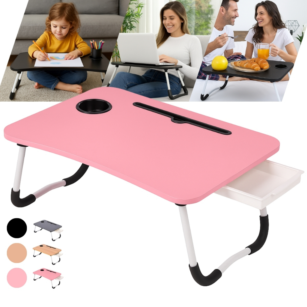 Mesa para Notebook Mesinha para Computador Portátil Cama para estudos com Gaveta Dobravel em Oferta na Shopee