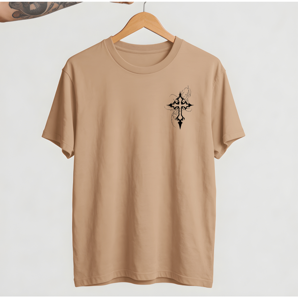 Camisa Streetwear Masculina Algodão Básica Oversized Cruz Estilo Streetwear Masculino Estiloso