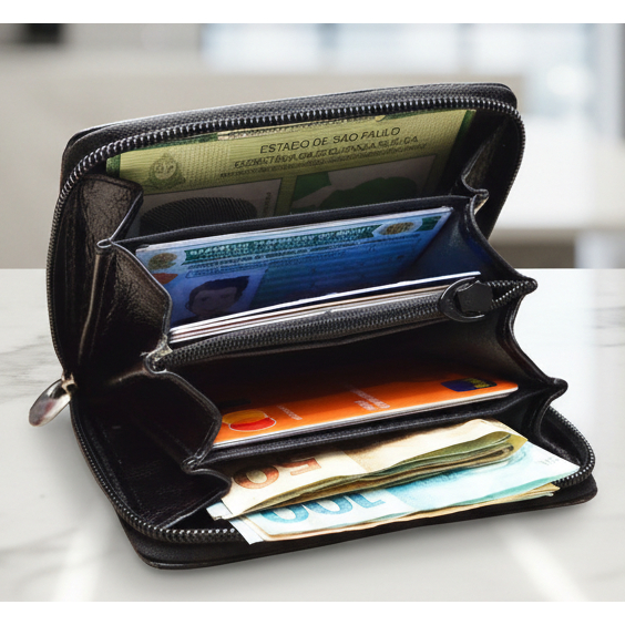 Carteira Masculina Zíper (biblia) Sanfonada Couro Bovino Legitimo