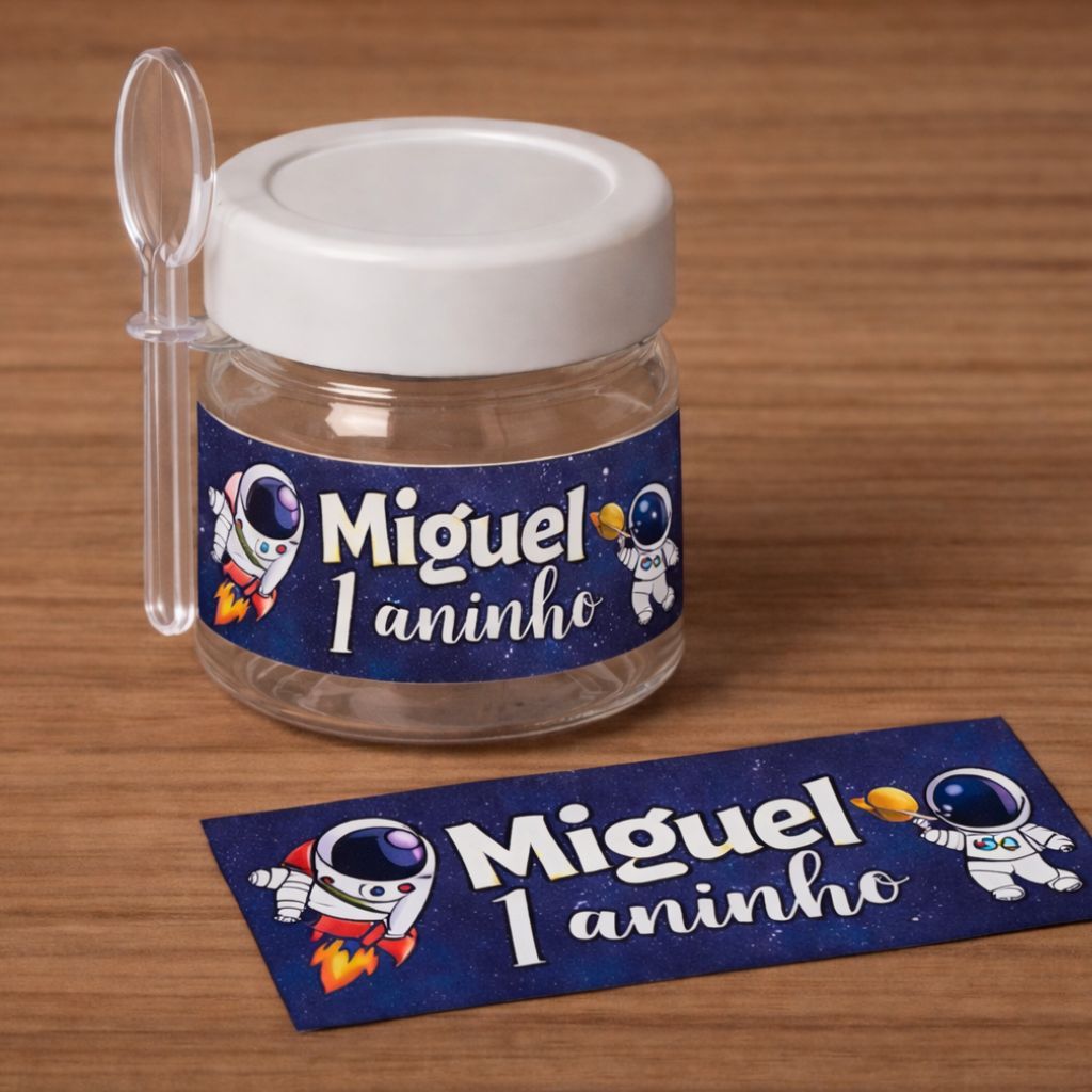 Adesivo Personalizado Mini Nutella 40g Tema Astronauta - Lembrancinha Aniversário Infantil