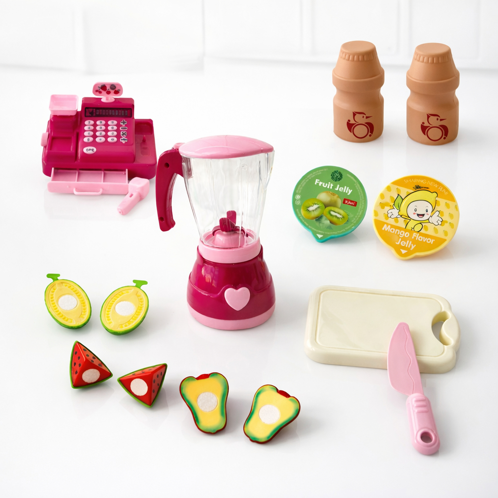 Kit Comidinha Infantil com Frutas de Brinquedo Cozinha Infantil com Liquidificador