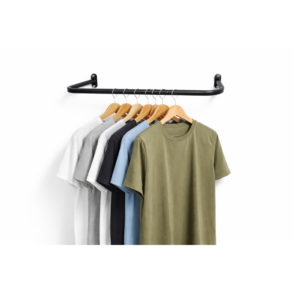 Arara Suporte de Roupas 60cm Reforçado de Parede Closet/Loja - PRETO