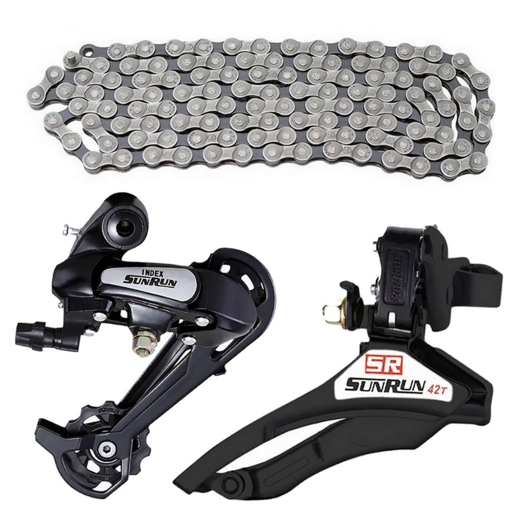 Kit 21v Câmbio Dianteiro + Corrente 7v + Câmbio Traseiro Macaquinho Bike 26 Bicicleta Aro 29