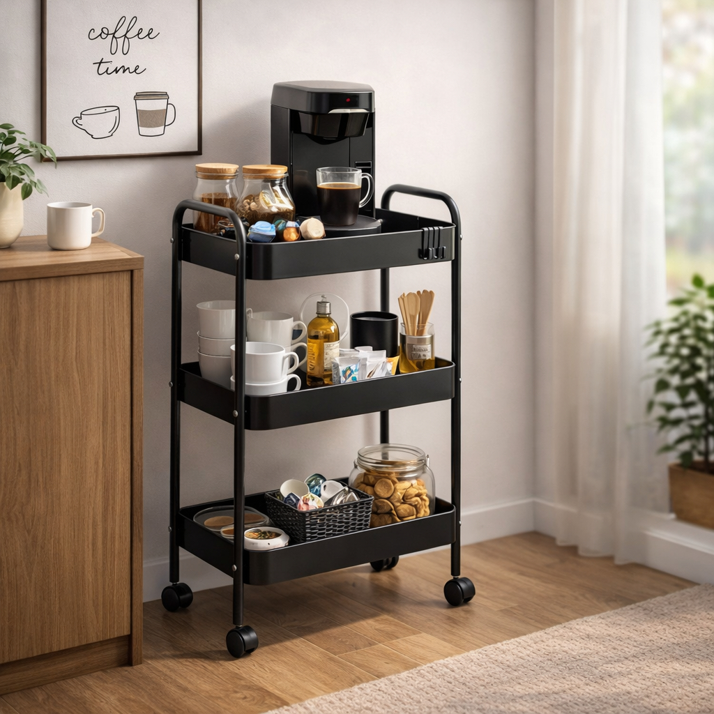 Carrinho Organizador Gala Em Metal 3 Prateleiras Com Rodas Multiuso Para Casa Fruteira Banheiro Luxo