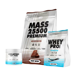 Kit 1x Hipercalórico Mass 3kg + Whey Pro 900g + Creatina 100% Pura 300g - Body Nutry ORIGINAL