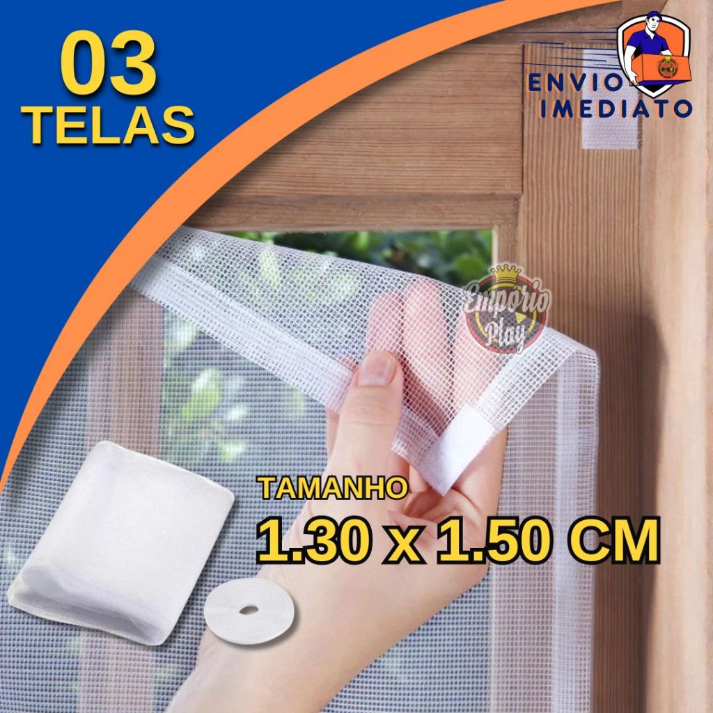 Kit 3 Tela Mosquiteira Janela Ajustável 1,30x1,50cm em Oferta na Shopee